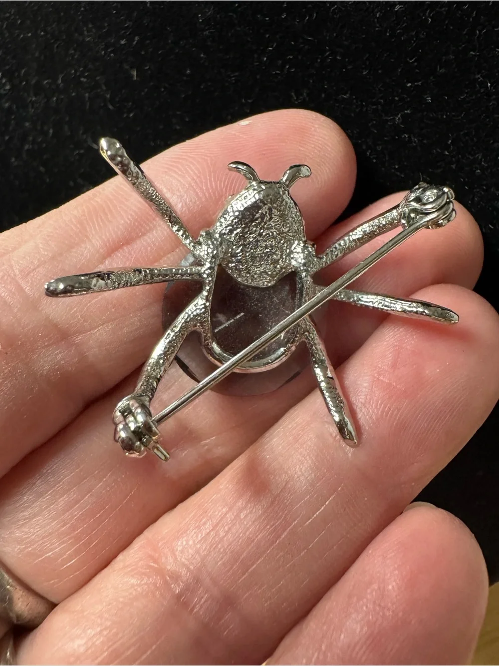Silver and Purple Arachnid Brooch